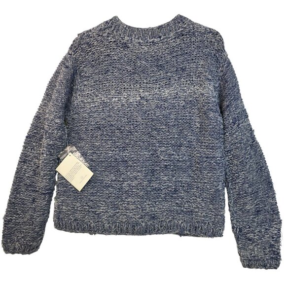 Floral Hand Knit Rag Cardigan L XL Denim Blue Bellepointe Vintage Deadstock - Picture 3 of 10